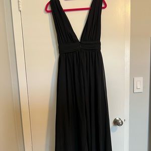 Black LULUS Gown with Plunging Vneck & Slit